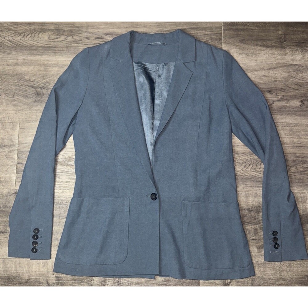 Avelon Gray Suit Jacket Blazer Size 34 Made in Poland Minimalist Single Button